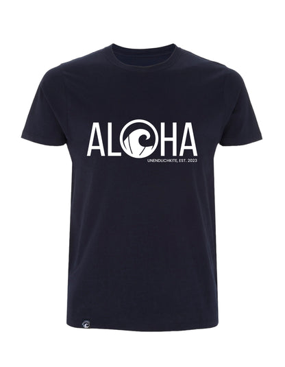dunkelblaues T'Shirt mit Aloha Aufdruck